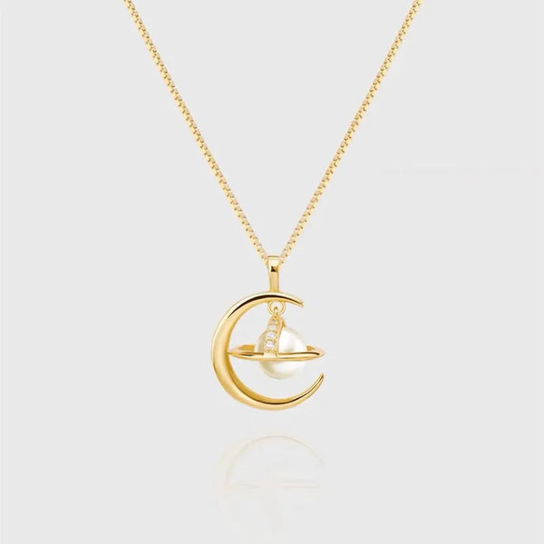 925 Sterling Silver Pearl Inlay Solid Color Pendant Necklace