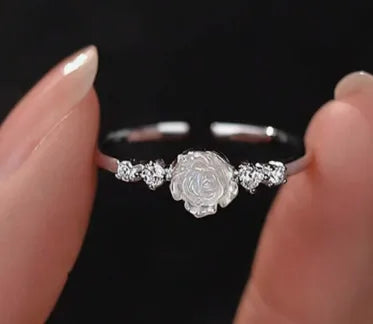 Butterfly 925 Sterling Silver Ring for Women with Silver Plated Water Plating and Zircon Inlay