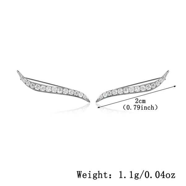 Elegant S925 Sterling Silver Moon Shaped Stud Earrings With Embedded Zirconia Stones Fashionable Casual Chic Versatile Daily Wear