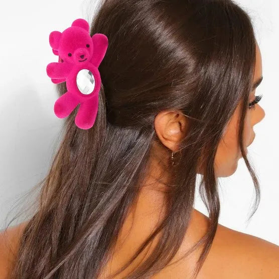Cute Women's Bear Flocking Hair Claws