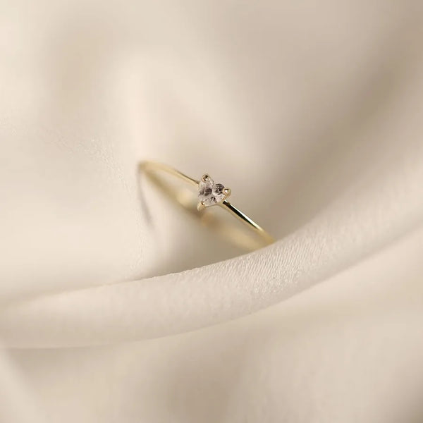 14K Gold Plated 925 Sterling Silver Ring For Women With Single Zircon Diamond Embedded Elegant New Fresh Style Wedding Band