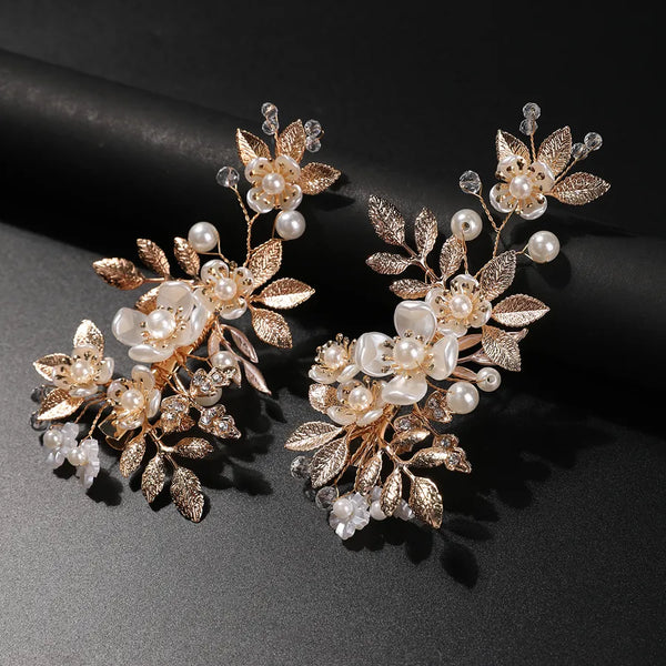Bridal Flowers Hairpin in Alloy, Elegant Hair Accessory for Weddings and Special Occasions