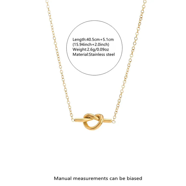 PVD Coated 18K Real Gold Plated Knot 304 Stainless Steel Elegant Cute Romantic Lobster Trigger Clasp Closure Necklace