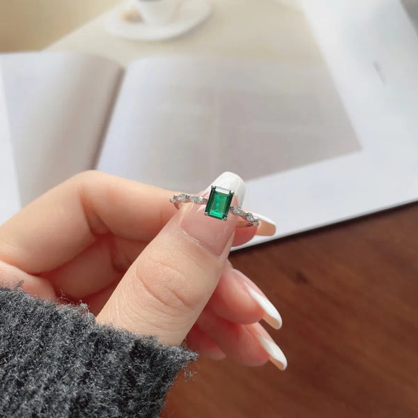 925 Sterling Silver Zircon Square Rings