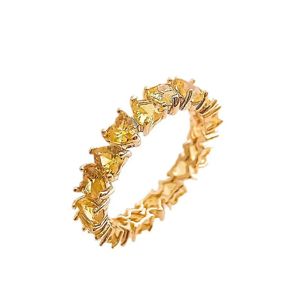 classic style heart shape copper plating inlay zircon rings