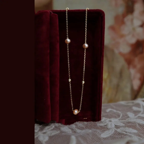 Elegant Simple Natural Pearl Necklace For Women French Style Luxury Small Beads Versatile Minimalist Choker Jewelry Accessory