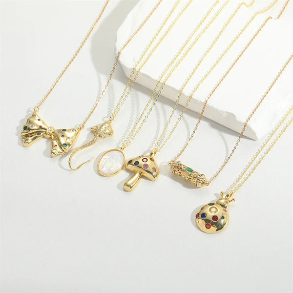 Copper 14K Gold Plated Vintage Style Simple Style Plating Inlay Butterfly Zircon Pendant Necklace