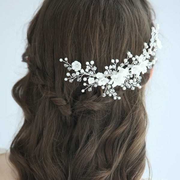 Glam Handmade Ceramic Wedding Accessory for Women with Rhinestones, 1 Piece