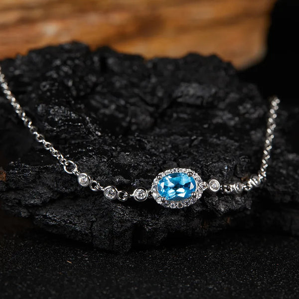 925 Sterling Silver natural stone Crystal Geometric Bracelets