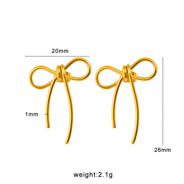 1 Pair Simple Style Classic Style Bow Knot 304 Stainless Steel 316 Stainless Steel  18K Gold Plated Ear Studs