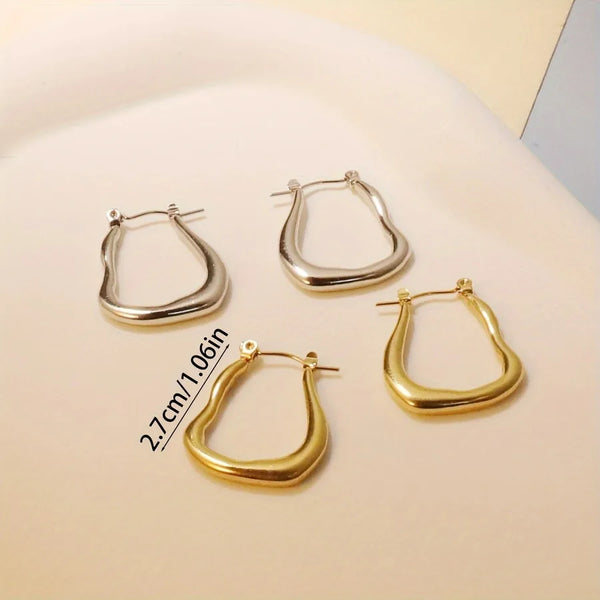 1 Pair Simple Style U Shape Plating 304 Stainless Steel 18K Gold Plated Earrings