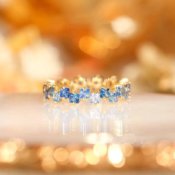 fashion square copper plating inlay artificial diamond rings 1 piece