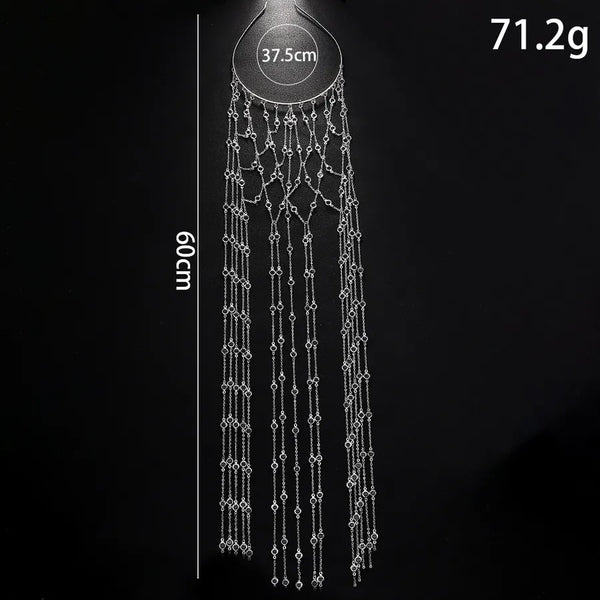 IG Style Women's Solid Color Copper Tassel Chain Rhinestones Hair Band