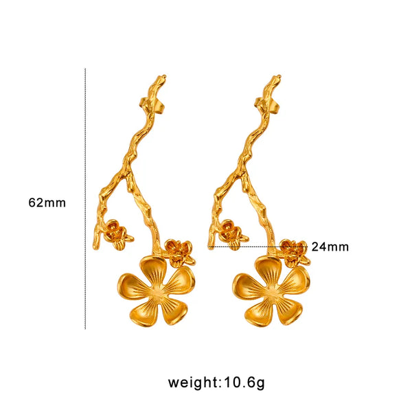1 Pair Elegant Artistic Flower 316 Stainless Steel  Copper Ear Studs