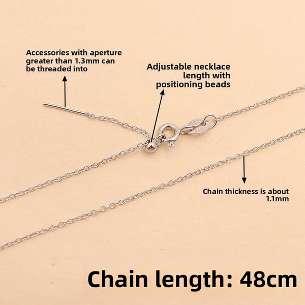 925 Sterling Silver Silver Cross Necklace Pearl O Ring Chain Versatile Classic Collarbone Chain Unisex Geometric Carving