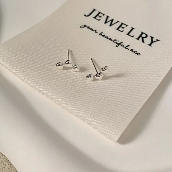 Sweet Heart Shape Stud Earrings For Women in 925 Sterling Silver with Electroplated Gold Plating