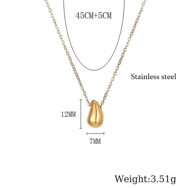 304 Stainless Steel 18K Gold Plated Simple Style Commute Plating Water Droplets Pendant Necklace