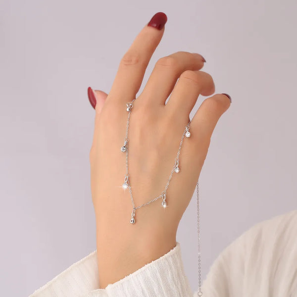 S925 Sterling Silver Geometric Water Drop Zircon Necklace Fashionable Elegant High-end Super Sparkling Inlaid Diamond Pendant Collarbone Chain for Women