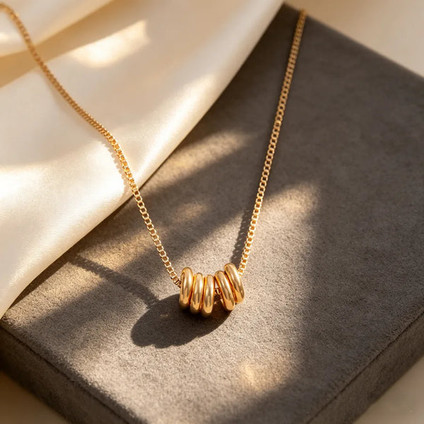 Circle Beading Necklace for Women with Copper Pendant and UV Plated Box Chain