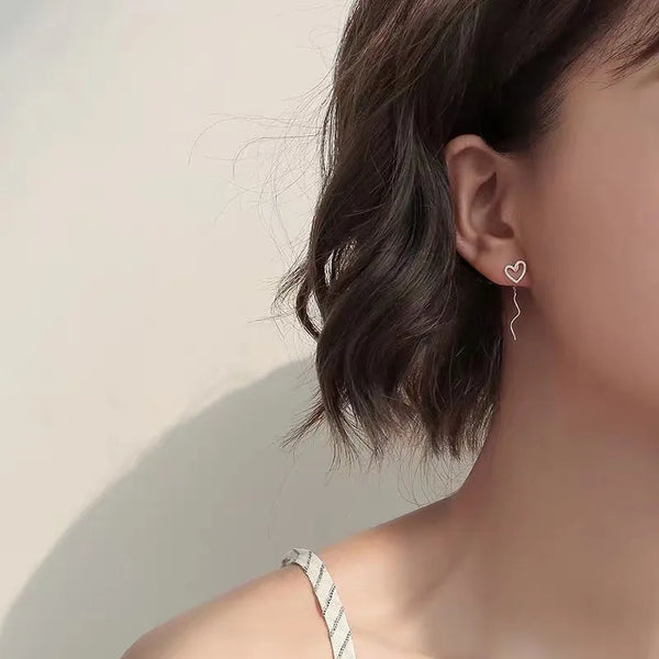 1 Pair 925 Sterling Silver Heart Shape Ear line