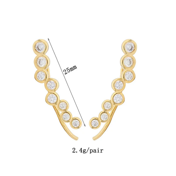 1 Pair IG Style Shiny Geometric Inlay Copper Zircon Gold Plated Ear Studs