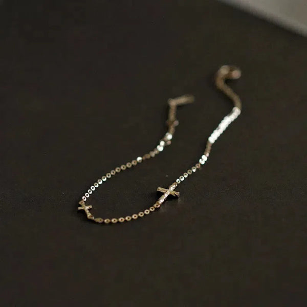 Mini Cross S999 Pure Silver Bracelet For Girlfriend Thin Elegant Versatile Unique Design Exquisite Hand Jewelry