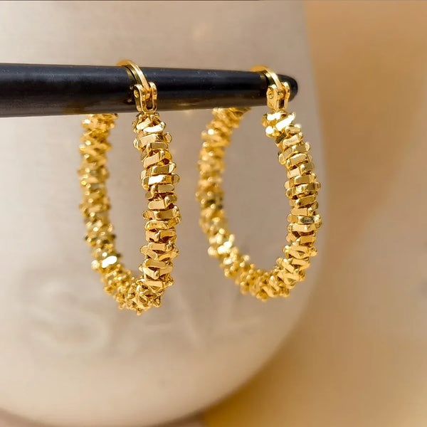18K Gold Plated Copper Water Plated Geometric Circle Casual Elegant Earrings