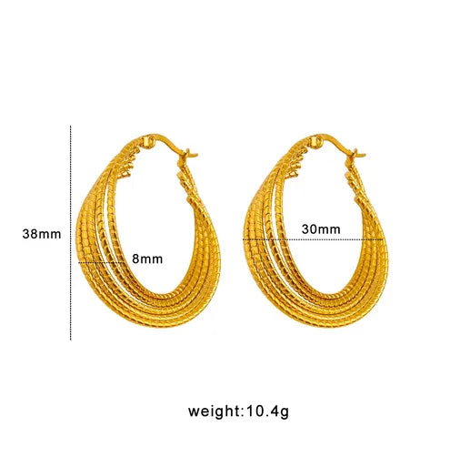 1 Pair French Style Geometric 304 Stainless Steel 18K Gold Plated Earrings
