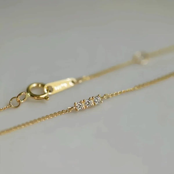 S925 Sterling Silver Three Diamond Bracelet For Women 14K Gold Plated Geometric Design Minimalist Versatile New Style Jewelry