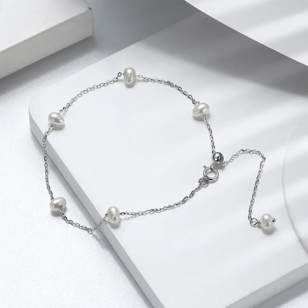 1 piece simple style geometric sterling silver plating inlay pearl bracelets
