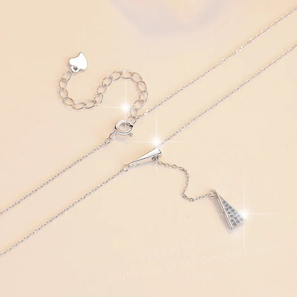 S925 Silver Geometric Triangle Fashion Necklace Women's Style Moissanite Jewelry Clavicle Chain New Version Design Sense