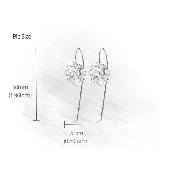 Jasmine Flower 925 Sterling Silver Women's Earrings Exquisite Small Elegant Vintage Style Simple Design Travel Party Jewelry