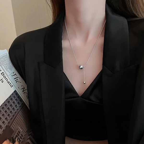 simple style ball titanium steel pendant necklace 1 piece
