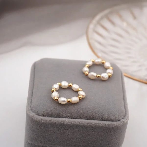 retro round pearl beaded rings 1 piece