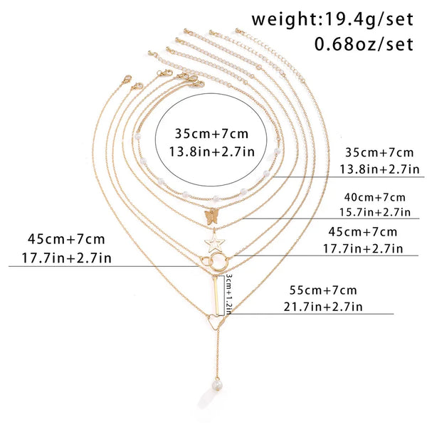 Wholesale Jewelry Retro Star Heart Shape Arylic Alloy Copper Plating Pendant Necklace