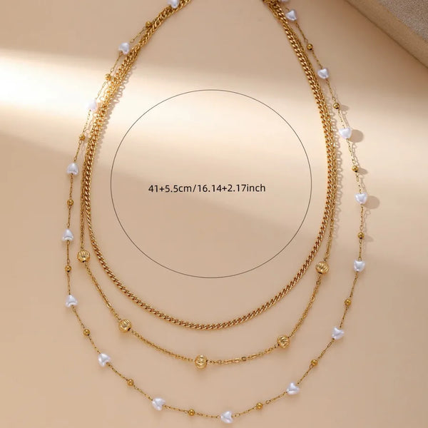 New Pearl Beaded Necklace Simple Twist Chain Women's Stainless Steel Fashion Commuter Design Jewelry