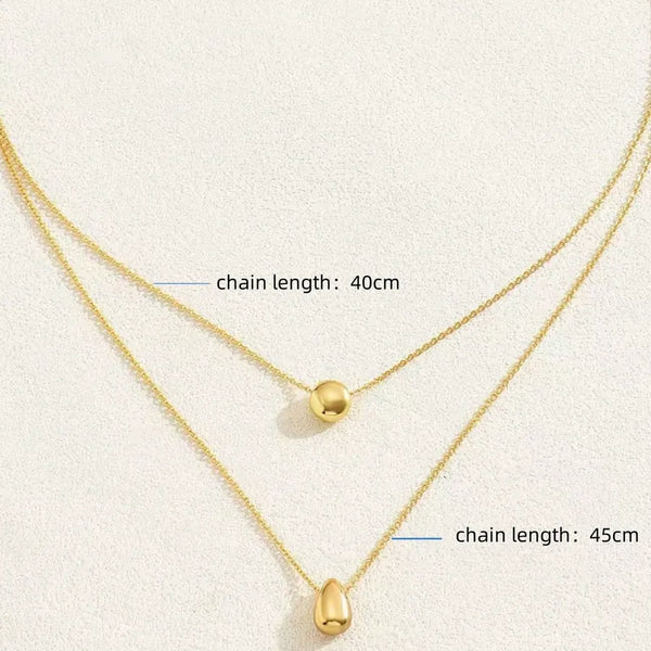 Wholesale Jewelry Simple Style Classic Style Commute Water Droplets 304 Stainless Steel Double Layer Necklaces