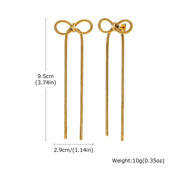 1 Pair IG Style Bow Knot Plating 304 Stainless Steel 18K Gold Plated Ear Studs
