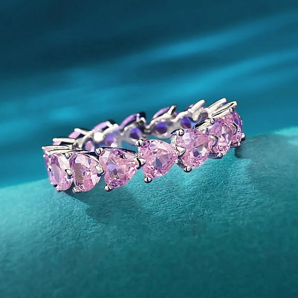 925 Sterling Silver Heart Shape Diamond Rings