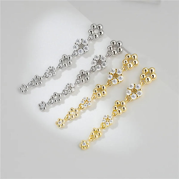 Original Arvaleeff 925 Silver Earrings With Line Type Flower Design Electroplated 14K Gold Bohemian Style Women's Jewelry