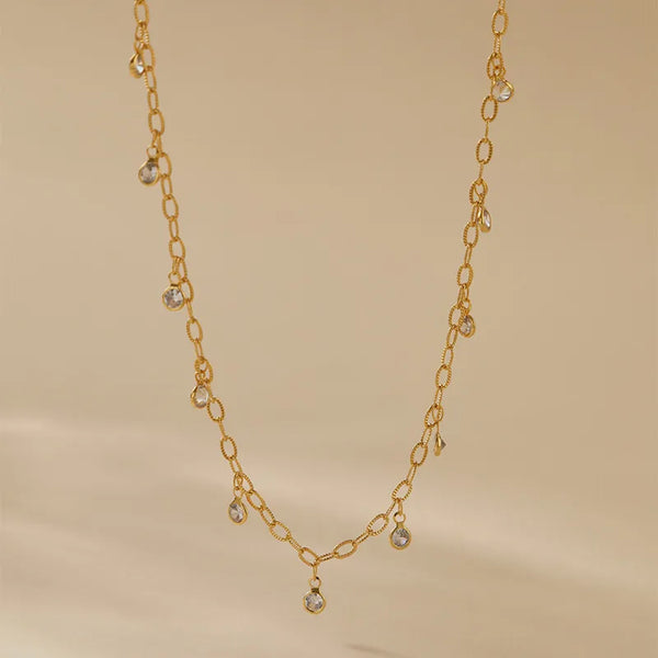 Elegant Zirconia Round Necklace Fashionable Sweater Chain Color Retention High-End Feelings Factory Outlet Geometric Pattern Women's Jewelry