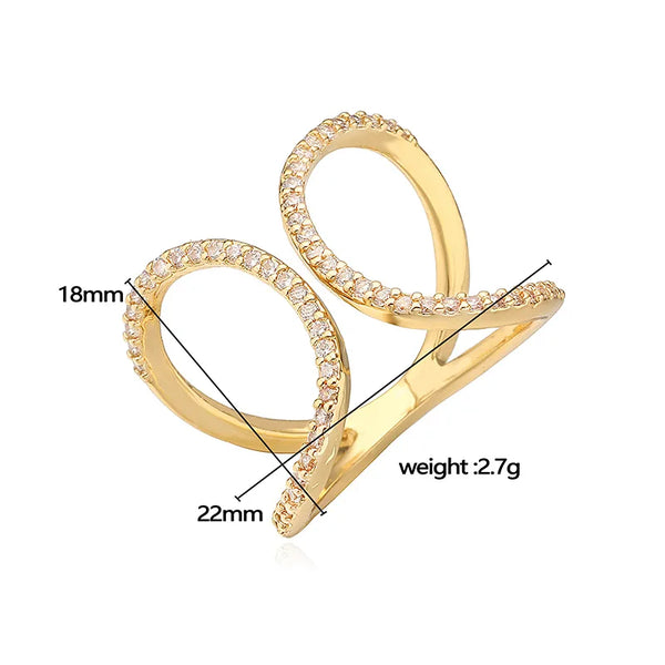 Wholesale Jewelry Sweet Simple Style Shiny Red Heart Copper Zircon 18K Gold Plated Plating Inlay Open Rings