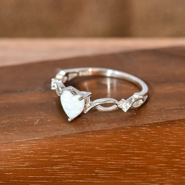 WishS925 Pure Silver Ring For Women Luxury Fashion Heart Shape Opal Diamond Encrusted Stylish  Ring