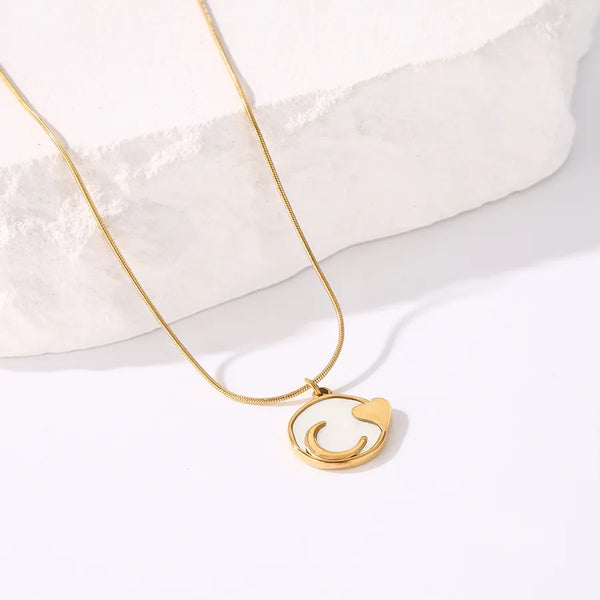 Wholesale Jewelry Simple Style Commute Heart Shape Stainless Steel 18K Gold Plated Plating Pendant Necklace