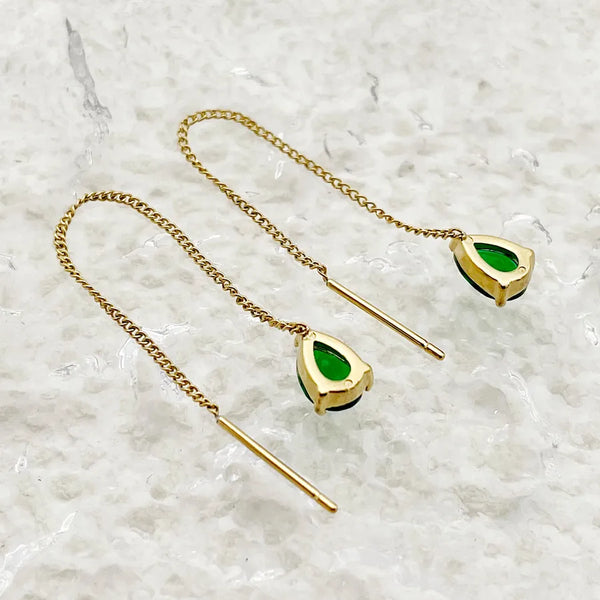 1 Pair Simple Style Roman Style Water Droplets Plating Inlay 304 Stainless Steel Zircon 14K Gold Plated Drop Earrings