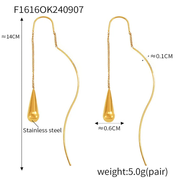 1 Pair Elegant Vacation Simple Style Geometric 304 Stainless Steel 18K Gold Plated Drop Earrings