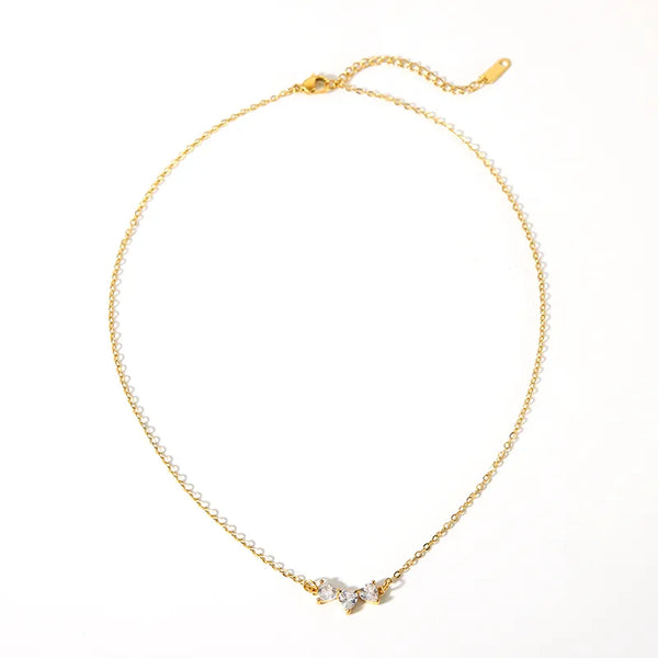 304 Stainless Steel 18K Gold Plated IG Style Simple Style Plating Inlay Heart Shape Rhinestones Necklace