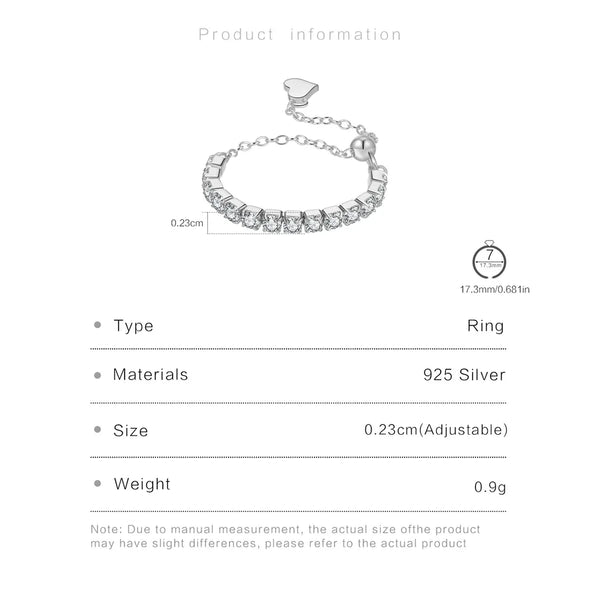 1 Piece 925 Sterling Silver Solid Color Zircon 18K Gold Plated White Gold Plated Adjustable Ring