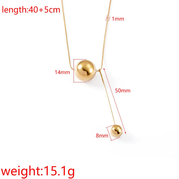 Wholesale Jewelry Solid Color Round 304 Stainless Steel Pendant Necklace