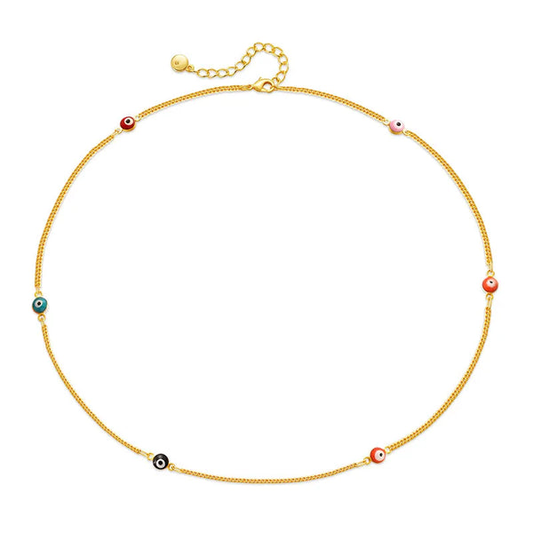 ethnic style devil's eye copper 18k gold plated necklace in bulk